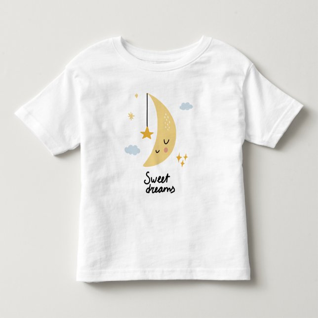 Camiseta Infantil Doces Sonhos Lua e Estrelas (Frente)