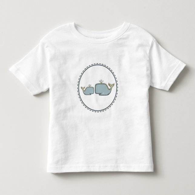 Camiseta Infantil Dois Baleias Marinhas Blue & Gold Boutique 1º Aniv (Frente)