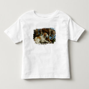 Camiseta Infantil Dois cães de caça amarrados a um coto de árvore