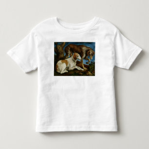 Camiseta Infantil Dois cães de caça amarrados a um coto de árvore
