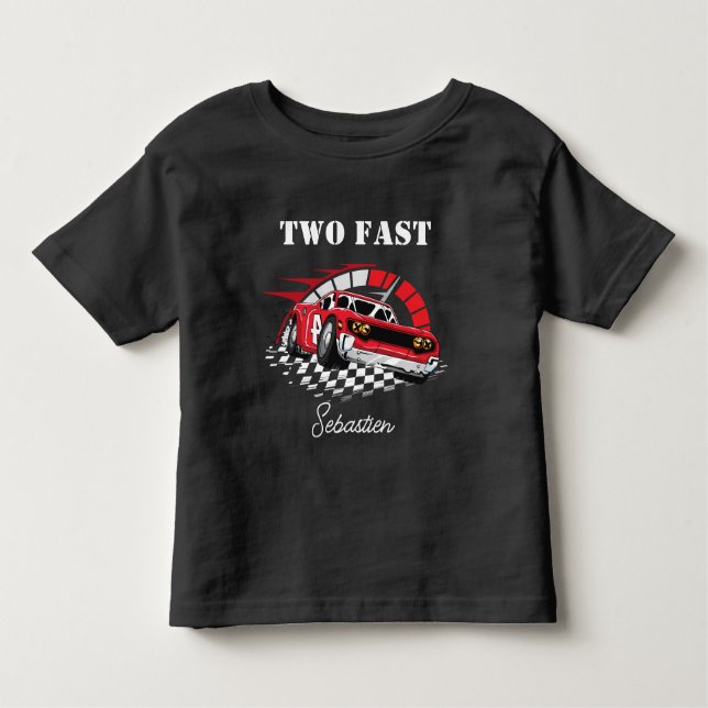 Camiseta Infantil Dois Carro Rápido, 2º Aniversário (Frente)