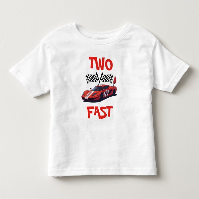 Camiseta Infantil Dois Carro Vermelho Rápido Segundo Aniversário (Frente)