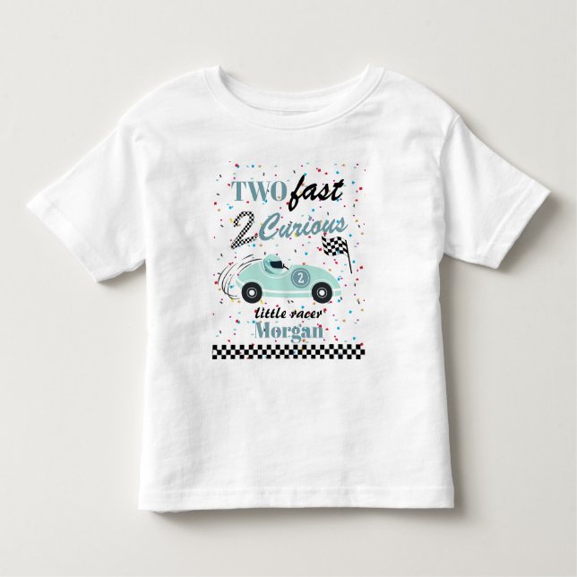 Camiseta Infantil Dois Carros Esportivos Azuis Rápidos e Curiosos An (Frente)