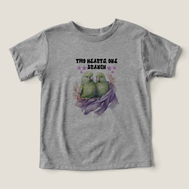 Camiseta Infantil Dois Corações Um Galho (Design frontal)