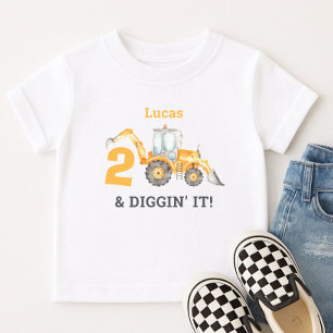 Camiseta Infantil Dois & Diggin' Nome do segundo aniversário de Cons