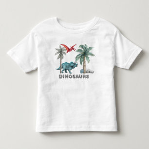 Camiseta Infantil Dois dinossauros Whimsical na selva