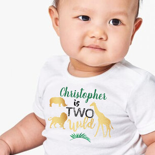 Camiseta Infantil Dois Meninos Selvagens de Safári de 2º Aniversário