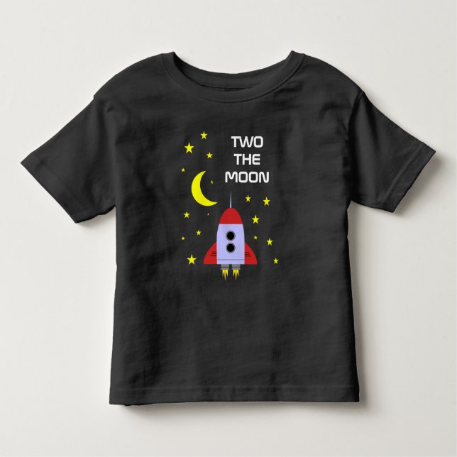 Camiseta Infantil Dois O segundo aniversário Da Moon Rocket Ship (Frente)
