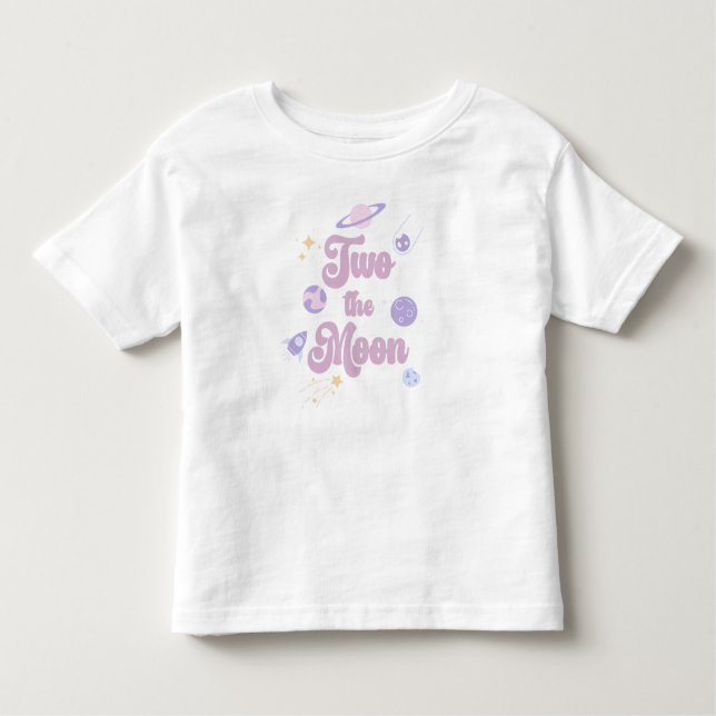 Camiseta Infantil Dois O segundo aniversário De Espaço Púrpura Da Lu (Frente)