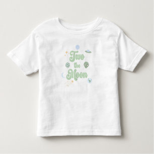 Camiseta Infantil Dois O segundo aniversário Do Espaço Verde Da Lua