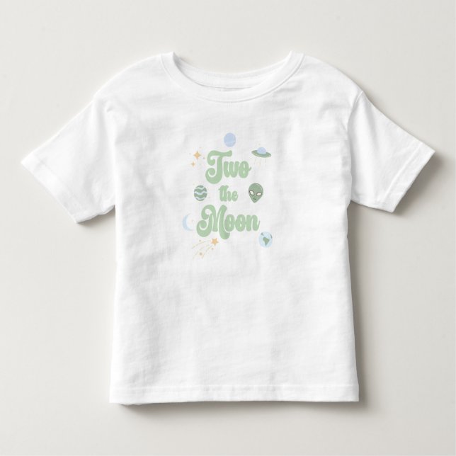 Camiseta Infantil Dois O segundo aniversário Do Espaço Verde Da Lua (Frente)
