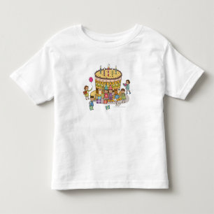 Camiseta Infantil Dois rapazes e três raparigas numa festa de aniver