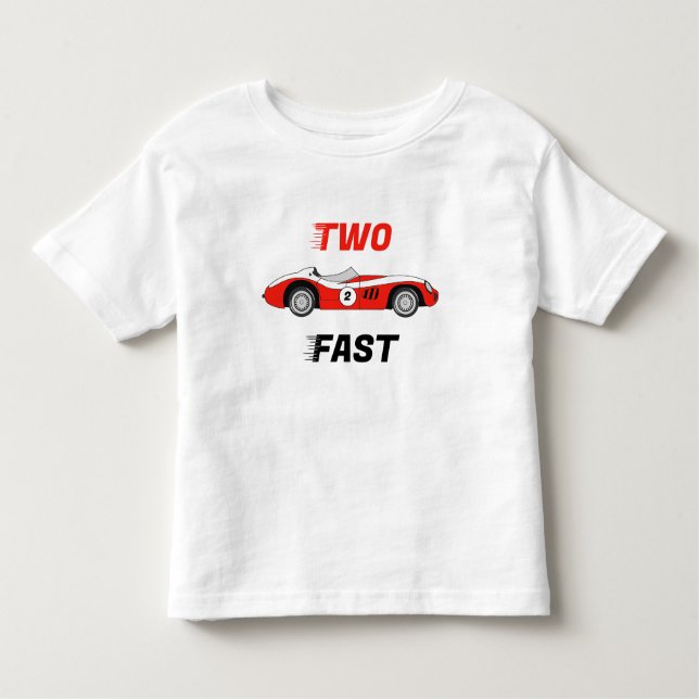 Camiseta Infantil Dois segundo aniversário de Carro Vermelho Race Ra (Frente)