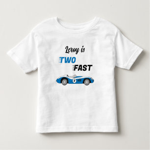 Camiseta Infantil Dois segundo aniversário Rápido Blue Vintage Car B