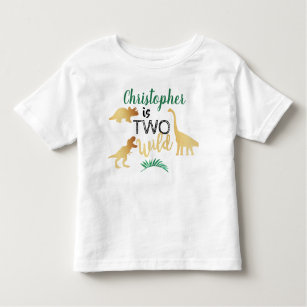 Camiseta Infantil Dois segundos aniversários de Dinossauros Selvagen