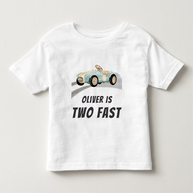 Camiseta Infantil Dois T-Shirt de segundo aniversário Rápido de Carr (Frente)