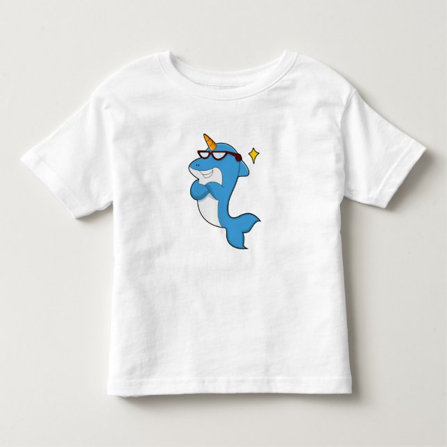 Camiseta Infantil Dolphin as Unicorn with Glasses.PNG (Frente)