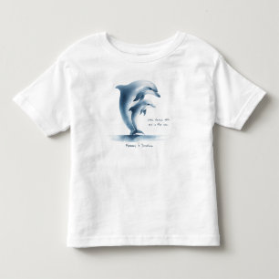Camiseta Infantil Dolphin Mãe Baby Blue Watercolor Personalizado