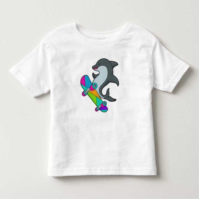 Camiseta Infantil Dolpin como Skater com skate (Frente)