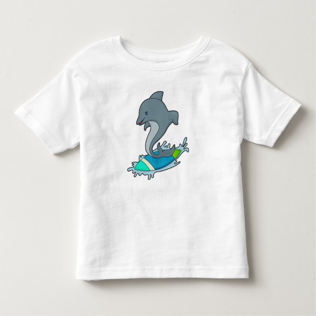 Camiseta Infantil Dolpin como Surfer com Surfboard (Frente)