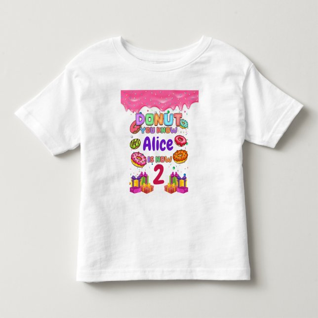 Camiseta Infantil Donut Personalizado Colorido com Confeitos Festa d (Frente)