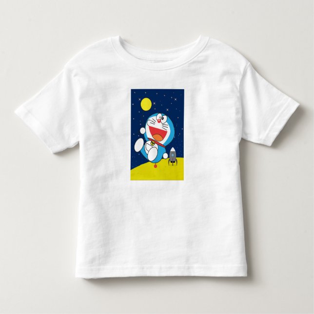Camiseta Infantil Doraemon at Space Adventure Design  (Frente)