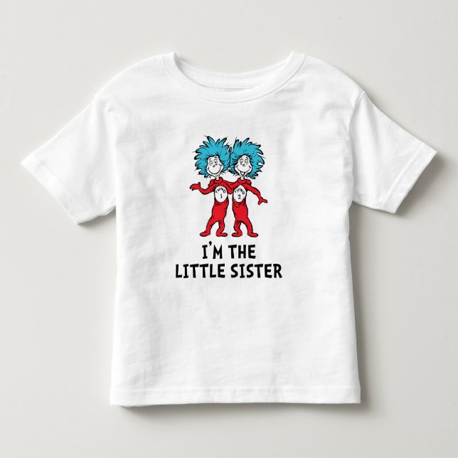 Camiseta Infantil Dr. Seuss Coisa Um Coisa Dois | Gêmeas | Irmã Mais (Frente)