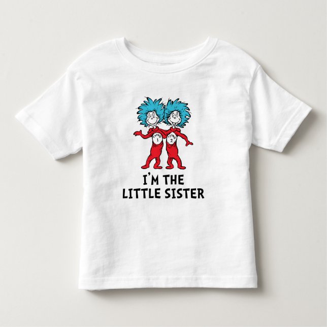 Camiseta Infantil Dr. Seuss Coisa Um Coisa Dois | Gêmeos | Irmã Mais (Frente)