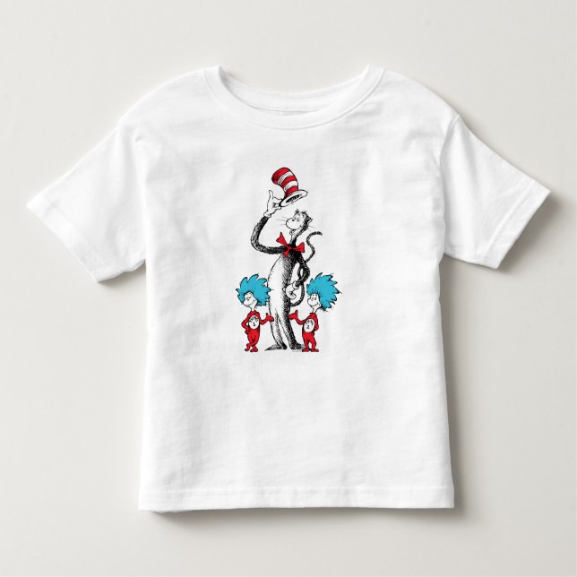 Camiseta Infantil Dr. Seuss | Gato no Chapéu, Coisa Um e Coisa Dois (Frente)