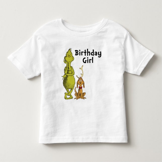 Camiseta Infantil Dr. Seuss | Grinch Menina Aniversariante de Invern (Frente)