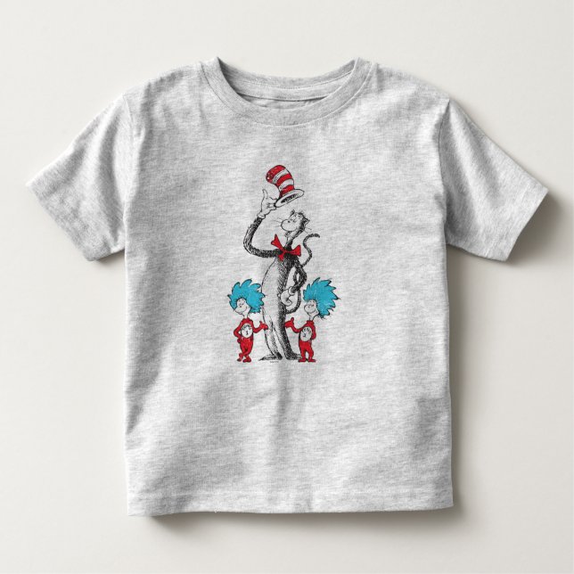 Camiseta Infantil Dr. Seuss | O Gato no Chapéu, Coisa 1 e Coisa 2 (Frente)