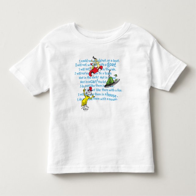 Camiseta Infantil Dr. Seuss| Ovos Verdes E Padrões Históricos De Ham (Frente)