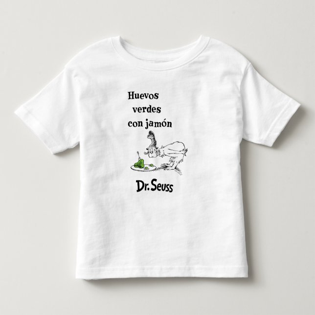 Camiseta Infantil Dr. Seuss Ovos Verdes e Presunto em Espanhol (Frente)