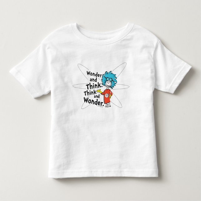Camiseta Infantil Dr. Seuss | Pensar e pensar. Pense e Maravilha. (Frente)