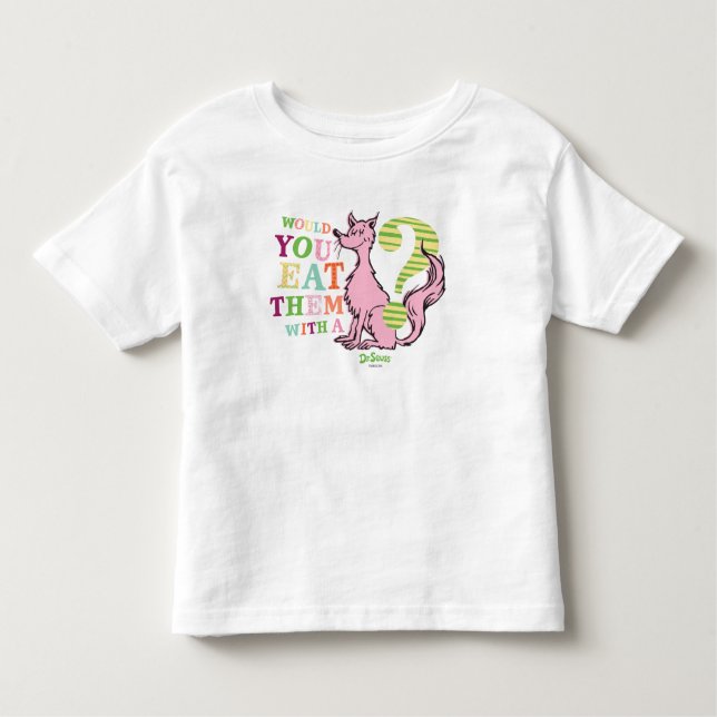 Camiseta Infantil Dr. Seuss| Você Os Comeria Com Uma Raposa? (Frente)