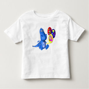 Camiseta Infantil Dragão Azul E Balões Cuja Gama É