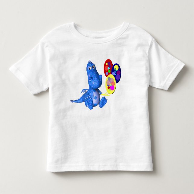 Camiseta Infantil Dragão Azul E Balões Cuja Gama É (Frente)