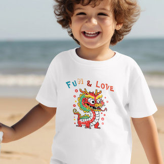 Camiseta Infantil Dragão de Cartonagem Chinês Ano Novo Presente para