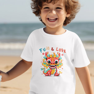 Camiseta Infantil Dragão de Cartonagem Chinês Ano Novo Presente para