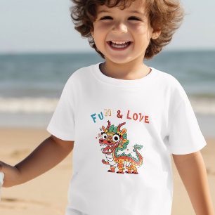 Camiseta Infantil Dragão de Cartonagem Chinês Ano Novo Presente para