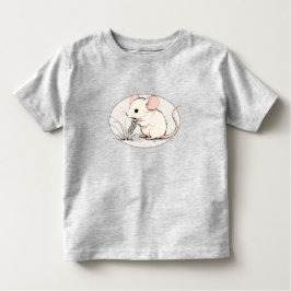 Camiseta Infantil Drawing of a White Mouse nibbling Wheat Grains