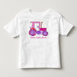 Camiseta Infantil Driver de Trator Rosa Futuro
