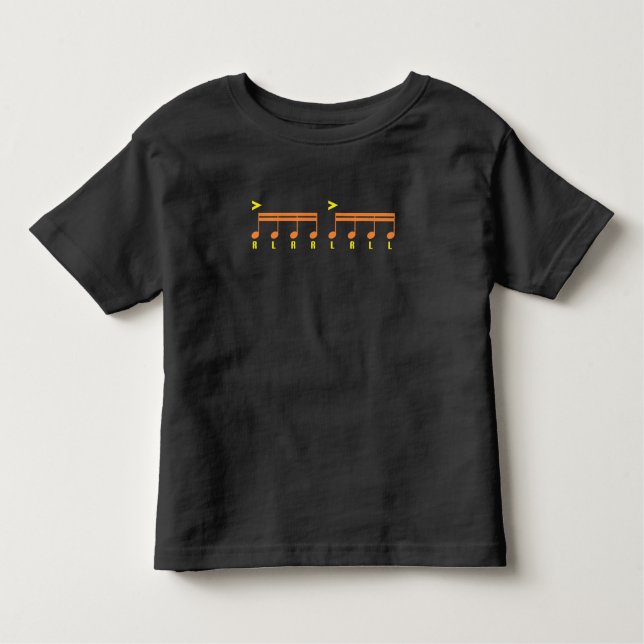 Camiseta Infantil Drummer de Planilha de Música Paradiddle (Frente)