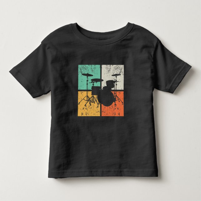 Camiseta Infantil  Drummer Musical Do Conjunto De Tambores Retroativ (Frente)