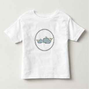 Camiseta Infantil Duas baleias marítimas primeiro aniversario azul e