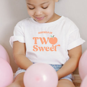 Camiseta Infantil Duas Doce Pêssego Fruta Segundo 2º Aniversário