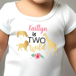 Camiseta Infantil Duas Garotas Selvagens de Safari no 2º Aniversário