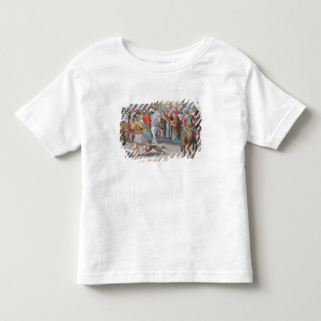 Camiseta Infantil Duas monges apresentam os bichos-da-seda (Frente)