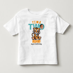 Camiseta Infantil Duas Vezes! Segundo aniversário de Tigre Laranja-C