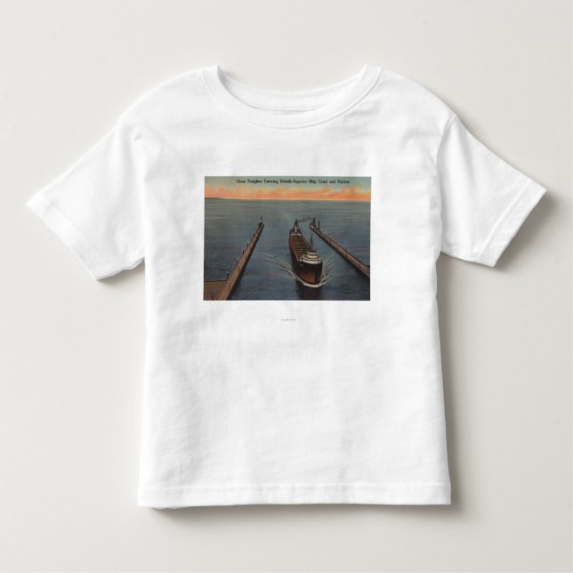 Camiseta Infantil Duluth, manganês - vista do navio entrando do (Frente)
